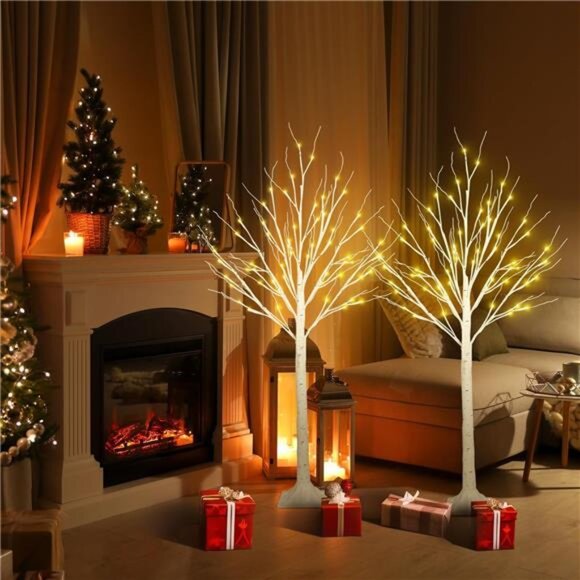 New 2-Pack 4FT Lighted Birch Tree (Higher Size & Floor Standing),Birch Christmas - Picture 3 of 7